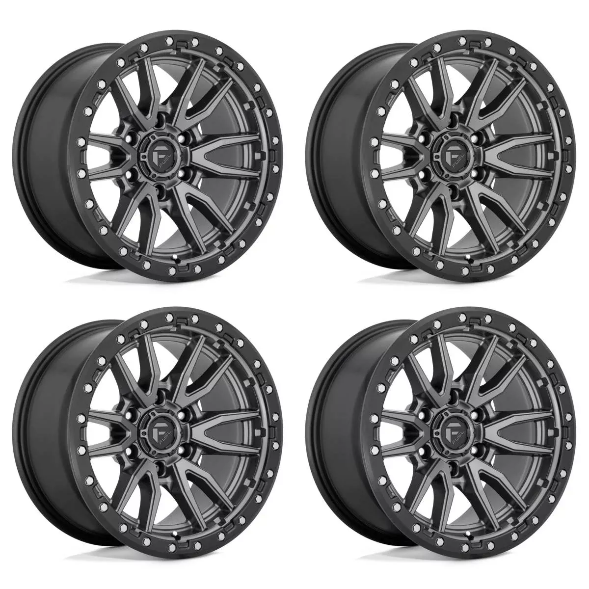 (4) 18x9 Fuel Rebel 6 Matte Gunmetal Wheels 6X139.7 +20MM Offset For Ford GM