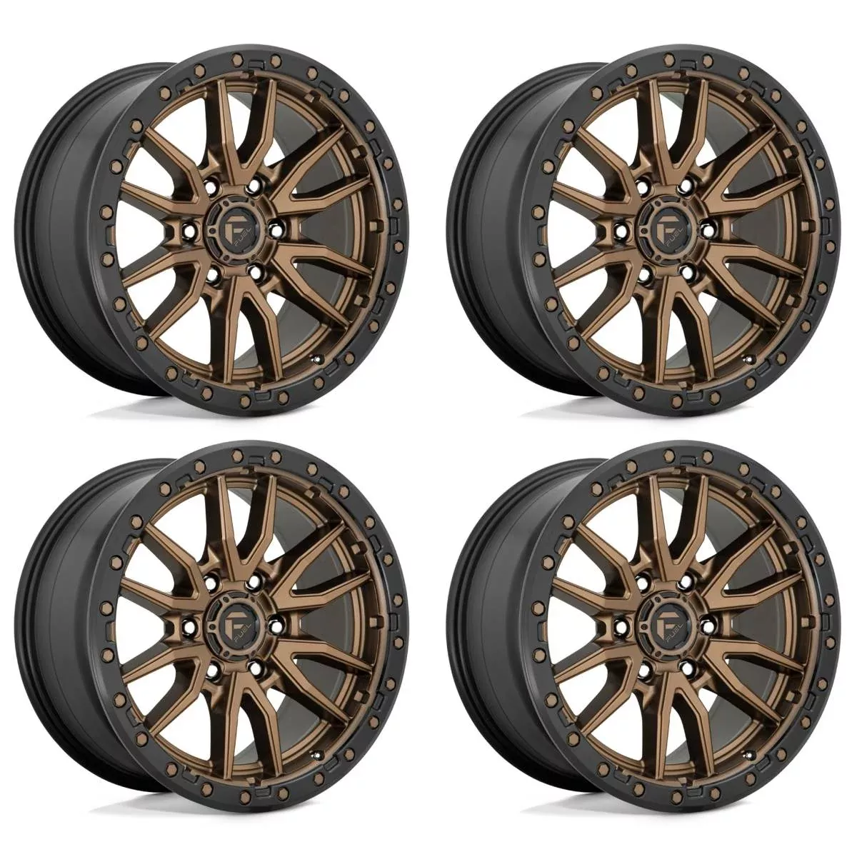 (4) 20x10 Fuel Rebel 6 Matte Bronze Wheels 6X139.7 -18MM Offset For Ford GM