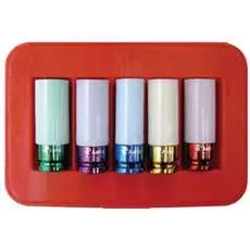 (AST-7835) 5 Pc. Chrome Protective Plastic Sleeves and Shallow Broach Impact Socket Set