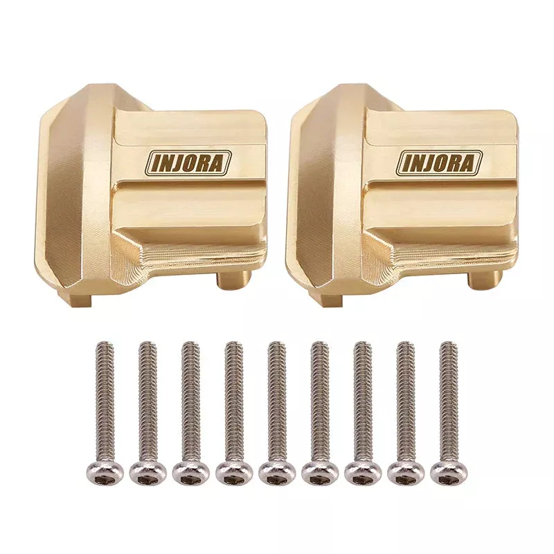 INJORA 4M-01 Brass Diff Covers for 1/18 TRX4M Front & Rear Axles — Natural Brass, 11g/pc (2-Pack)