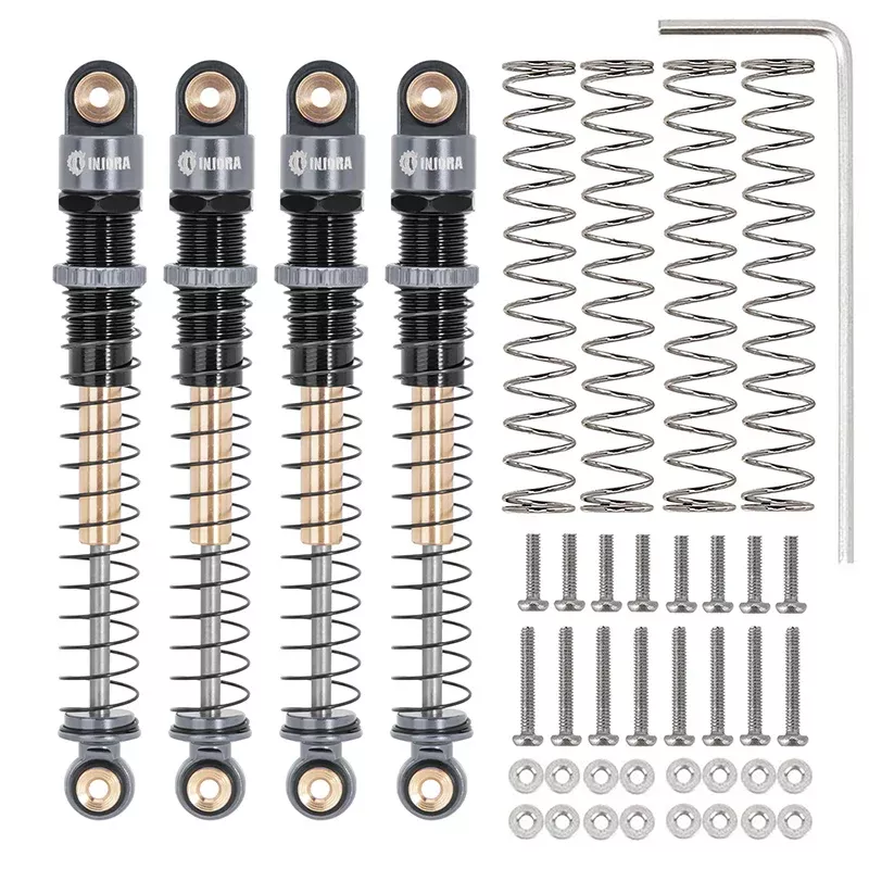 INJORA 51mm Aluminum Long Travel Threaded Double Barrel Shocks for Axial AX24